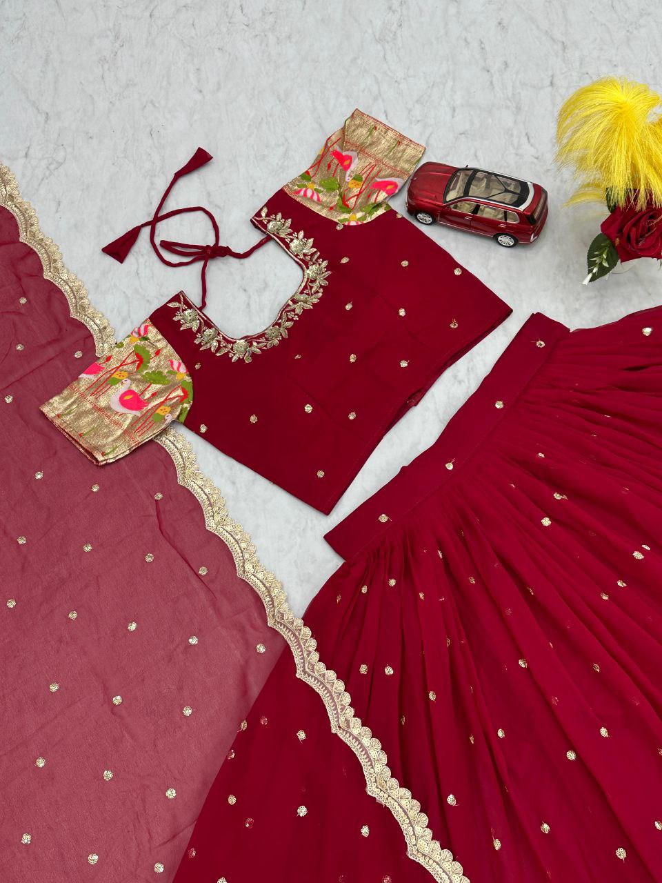 Festival Special Georgette Embroidered Lehenga Choli Set with Dupatta