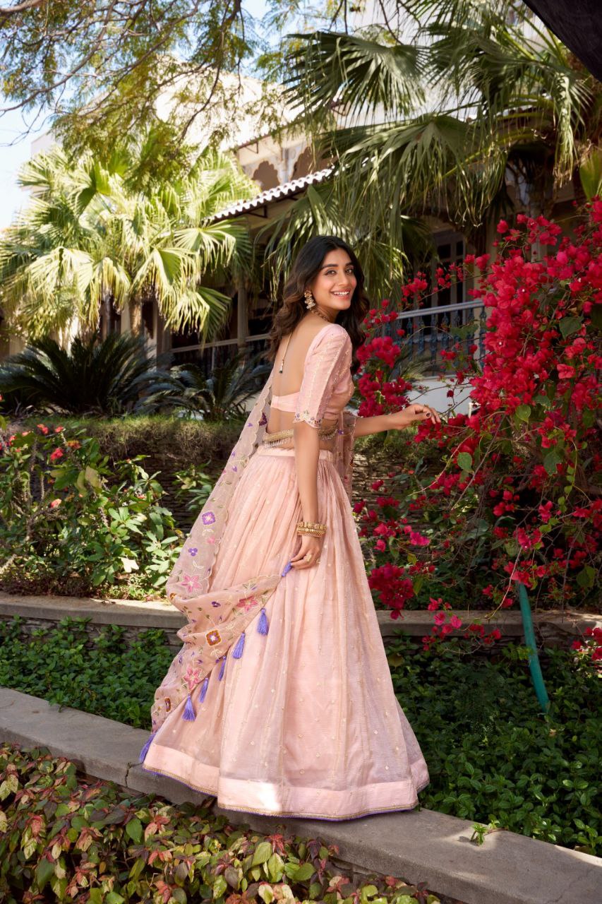 Gold Crush Pink Lehenga – Radiance in Every Detail