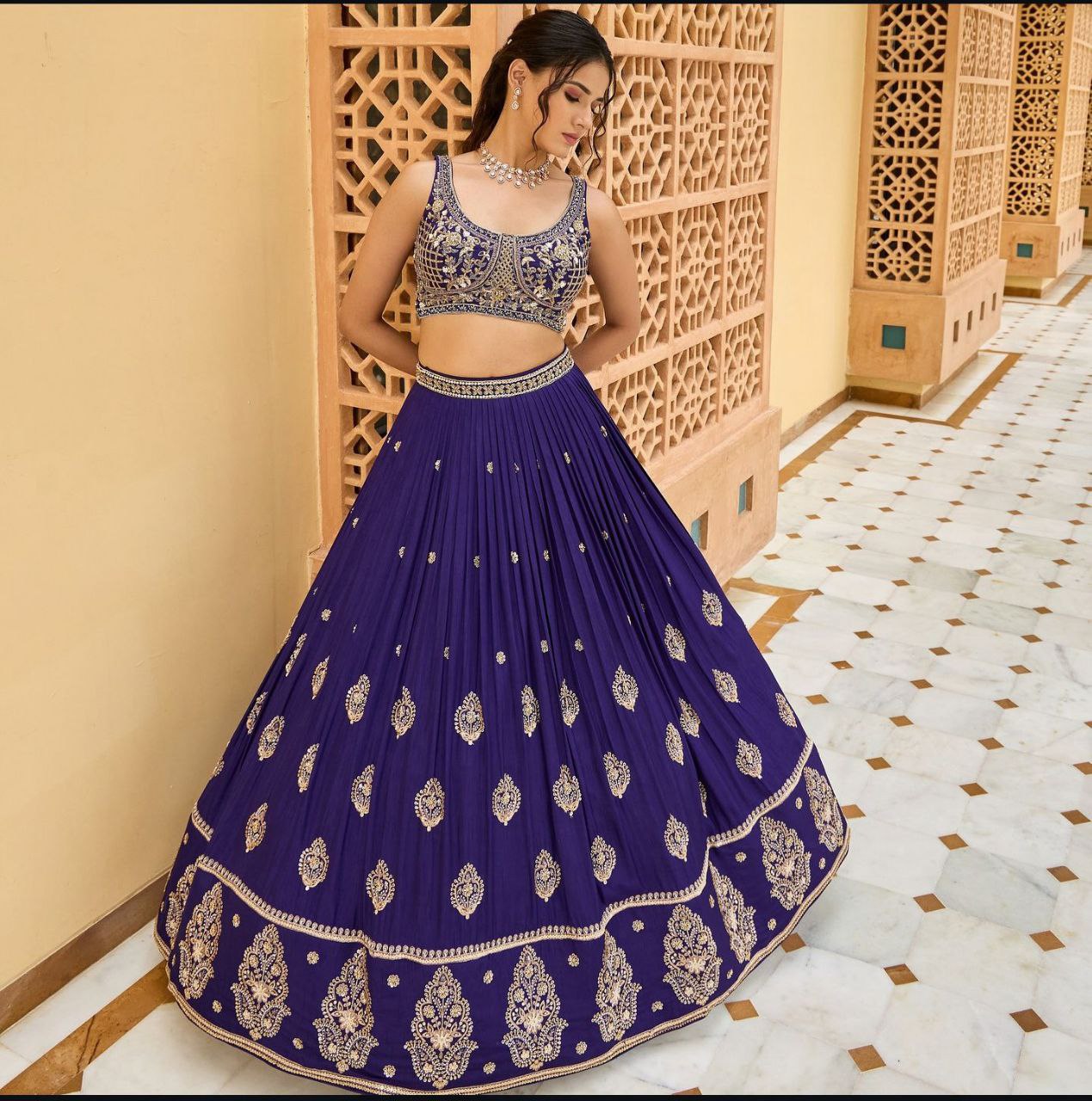 Heavy Chinon Silk Embroidered Lehenga Choli with Dupatta – Elegant Wedding Wear