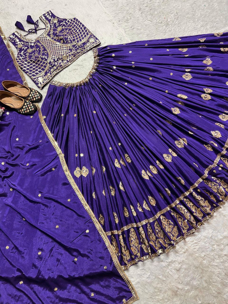 Heavy Chinon Silk Embroidered Lehenga Choli with Dupatta – Elegant Wedding Wear
