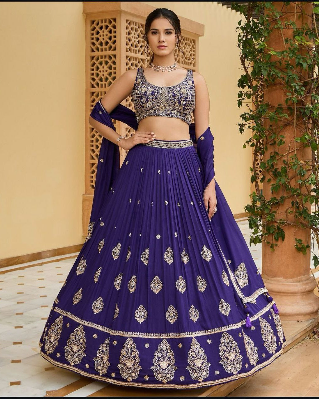 Heavy Chinon Silk Embroidered Lehenga Choli with Dupatta – Elegant Wedding Wear