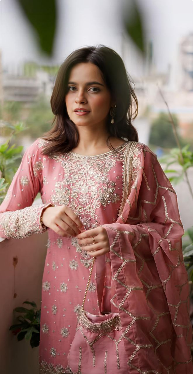 Heavy Georgette Embroidered Sharara Suit Set with Dupatta | Fully Stitched