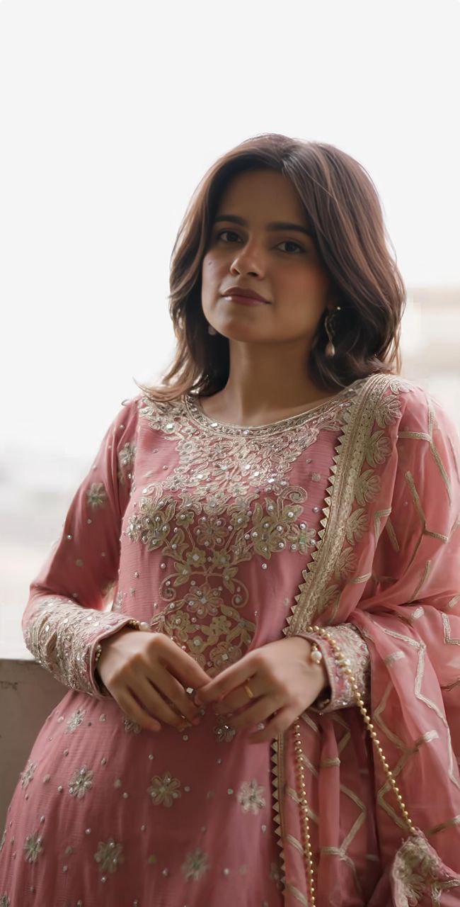 Heavy Georgette Embroidered Sharara Suit Set with Dupatta | Fully Stitched
