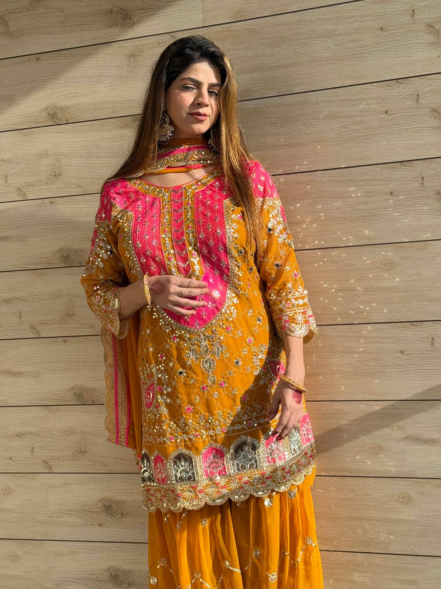 Heavy Faux Georgette Embroidered Sharara Plazo Set with Dupatta – Premium Party Wear