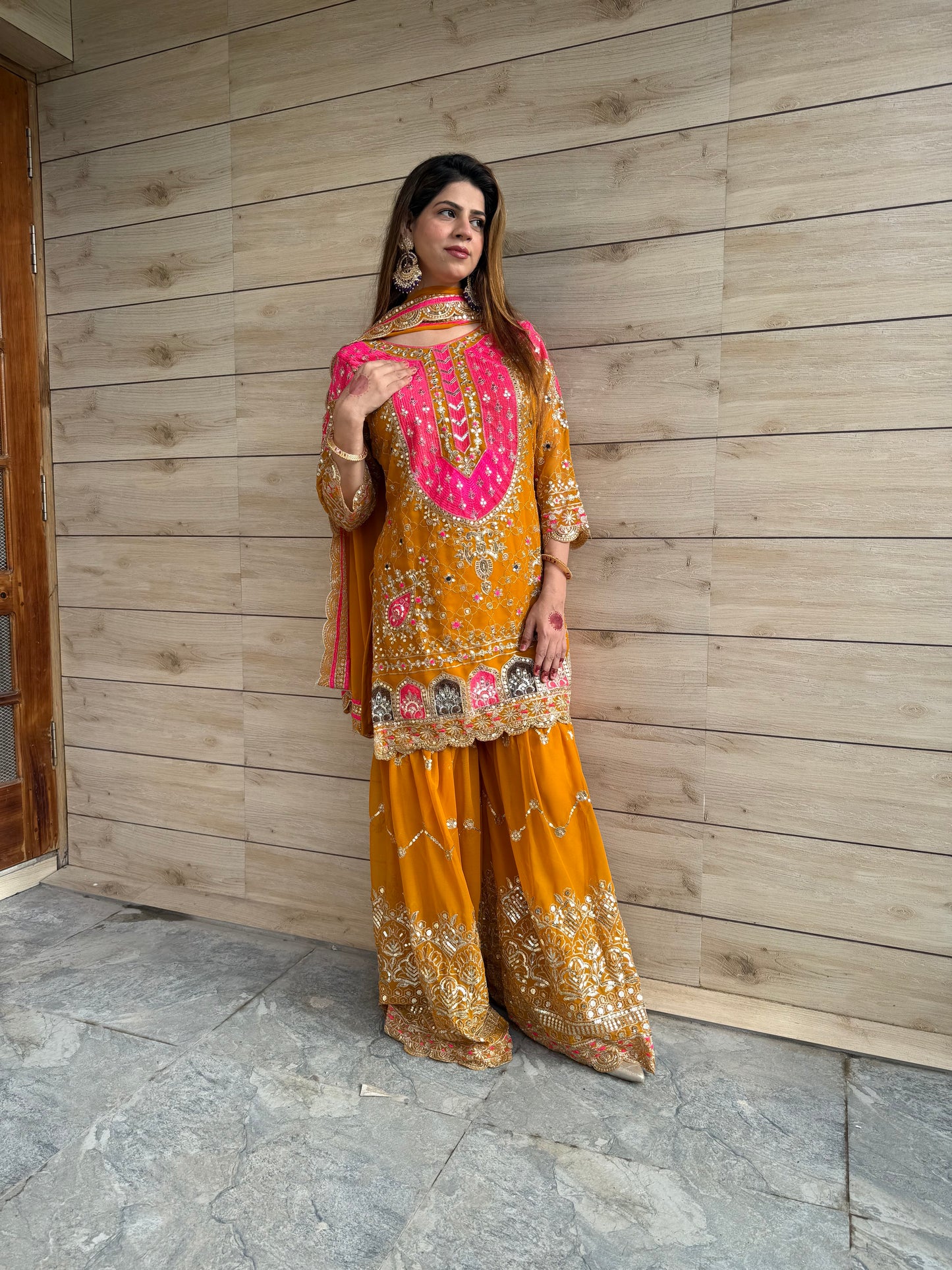 Heavy Faux Georgette Embroidered Sharara Plazo Set with Dupatta – Premium Party Wear