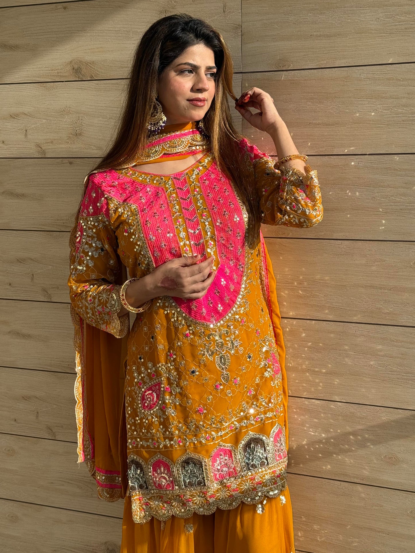 Heavy Faux Georgette Embroidered Sharara Plazo Set with Dupatta – Premium Party Wear