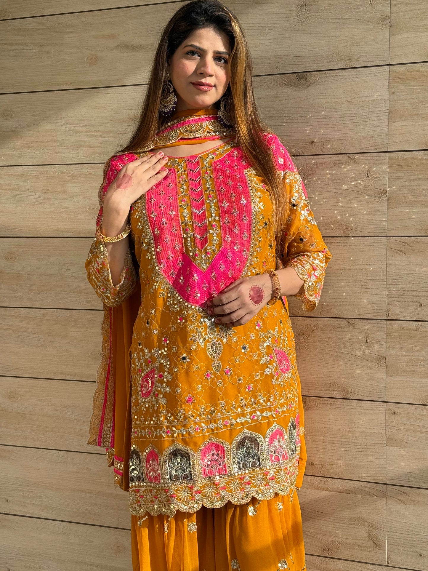 Heavy Faux Georgette Embroidered Sharara Plazo Set with Dupatta – Premium Party Wear