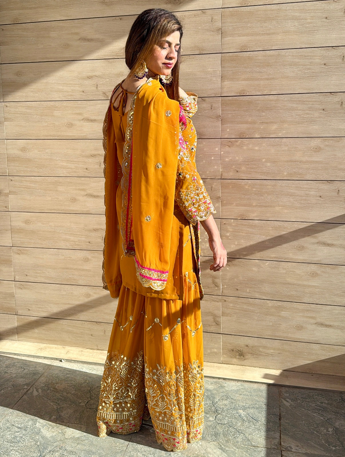 Heavy Faux Georgette Embroidered Sharara Plazo Set with Dupatta – Premium Party Wear