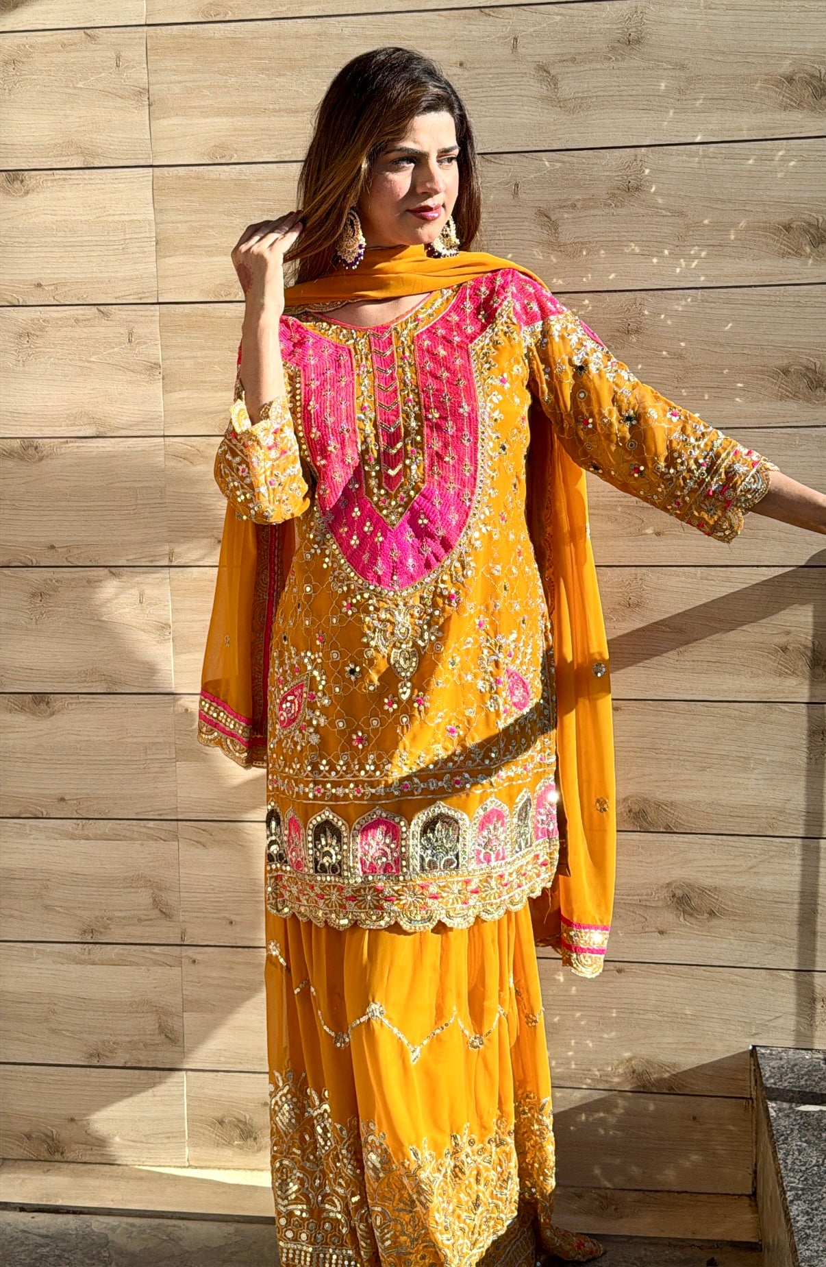 Heavy Faux Georgette Embroidered Sharara Plazo Set with Dupatta – Premium Party Wear