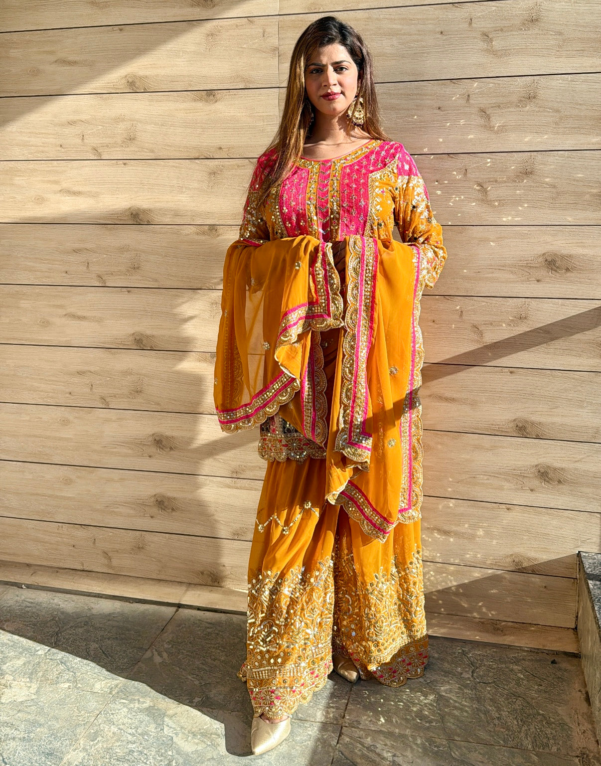 Heavy Faux Georgette Embroidered Sharara Plazo Set with Dupatta – Premium Party Wear