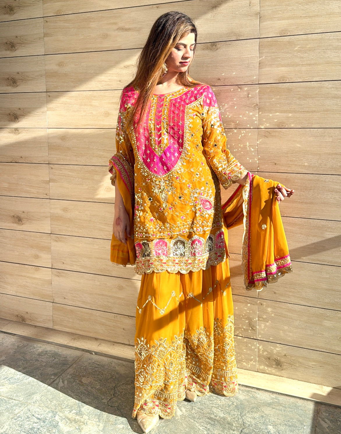 Heavy Faux Georgette Embroidered Sharara Plazo Set with Dupatta – Premium Party Wear