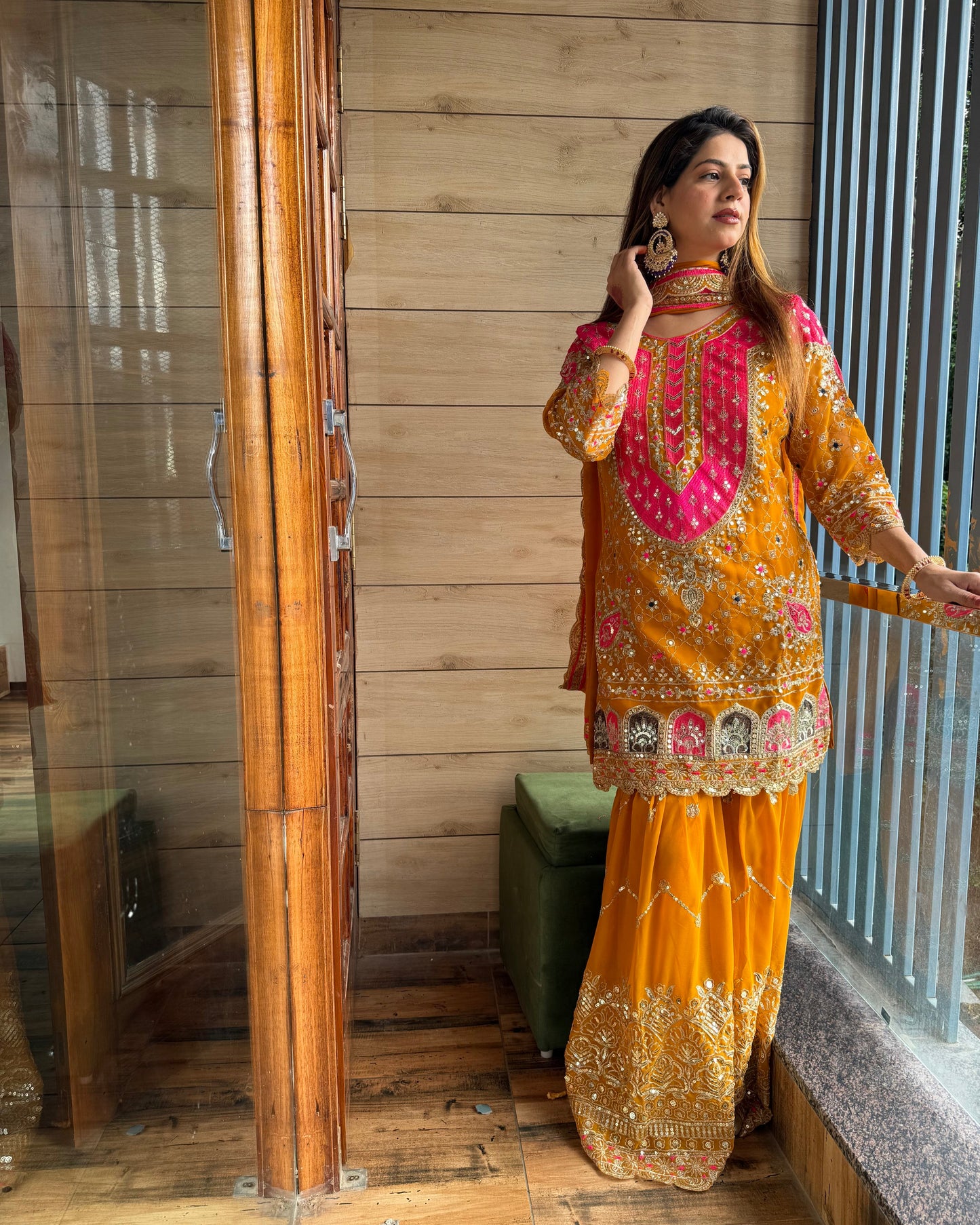 Heavy Faux Georgette Embroidered Sharara Plazo Set with Dupatta – Premium Party Wear