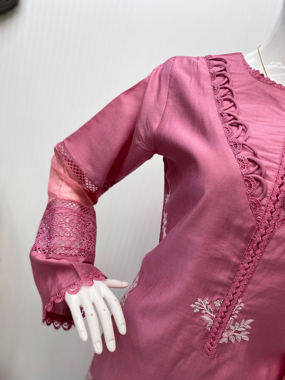 In Roman Silk Fabric with Elegant Silver Chiffon Dupatta