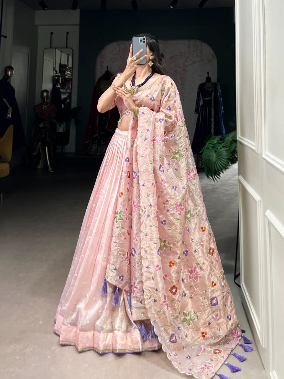 Luxury Gold Crush Embroidered Lehenga Choli with Dupatta
