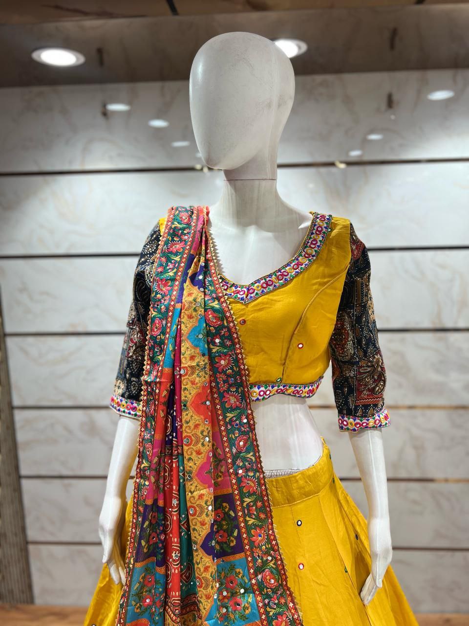 Luxurious Silk Cotton Lehenga Set With Premium Pakistani-Style Dupatta