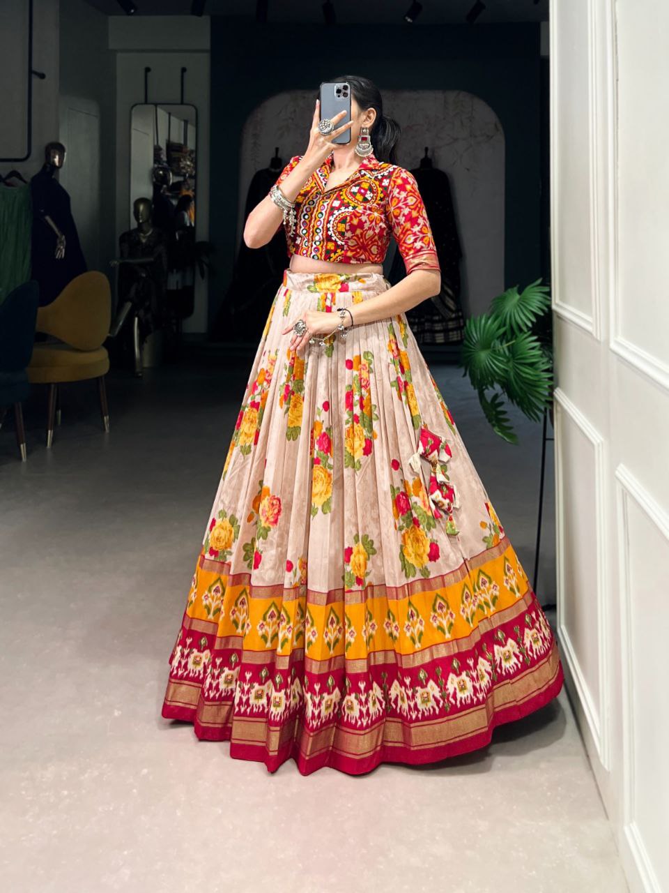 Navratri 2025 Special Edition | Tussar Silk Printed Lehenga Choli Set