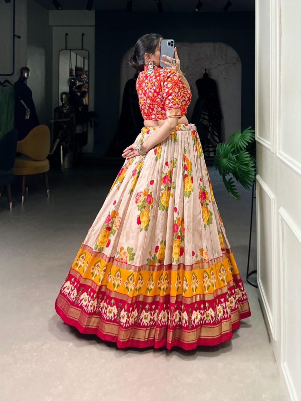 Navratri 2025 Special Edition | Tussar Silk Printed Lehenga Choli Set