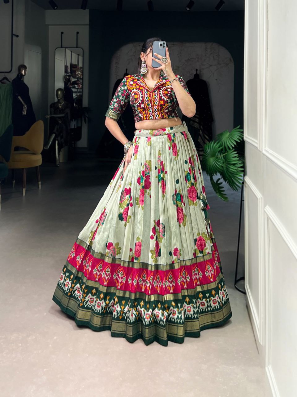 Navratri 2025 Special Edition | Tussar Silk Printed Lehenga Choli Set