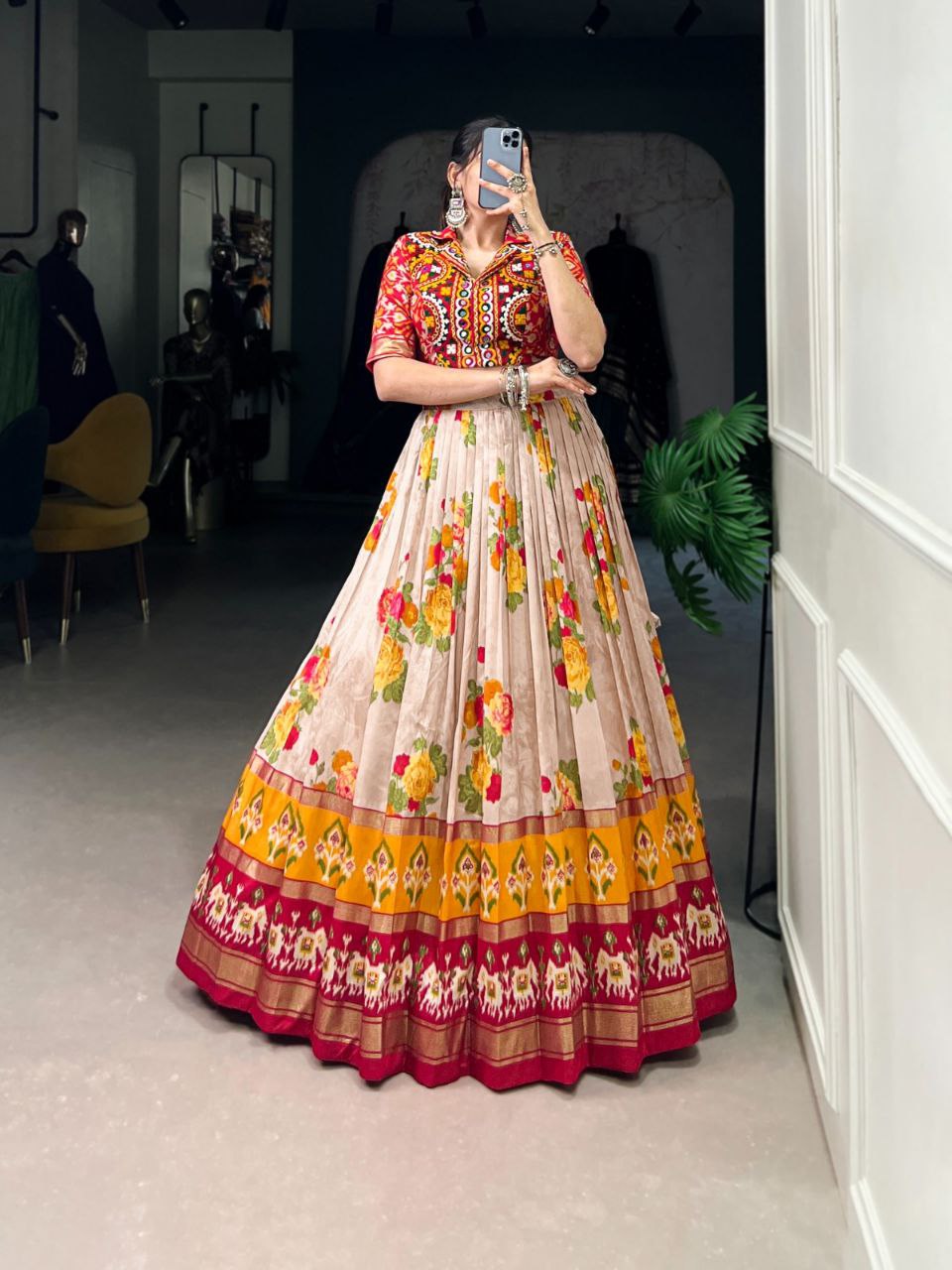 Navratri 2025 Special Edition | Tussar Silk Printed Lehenga Choli Set