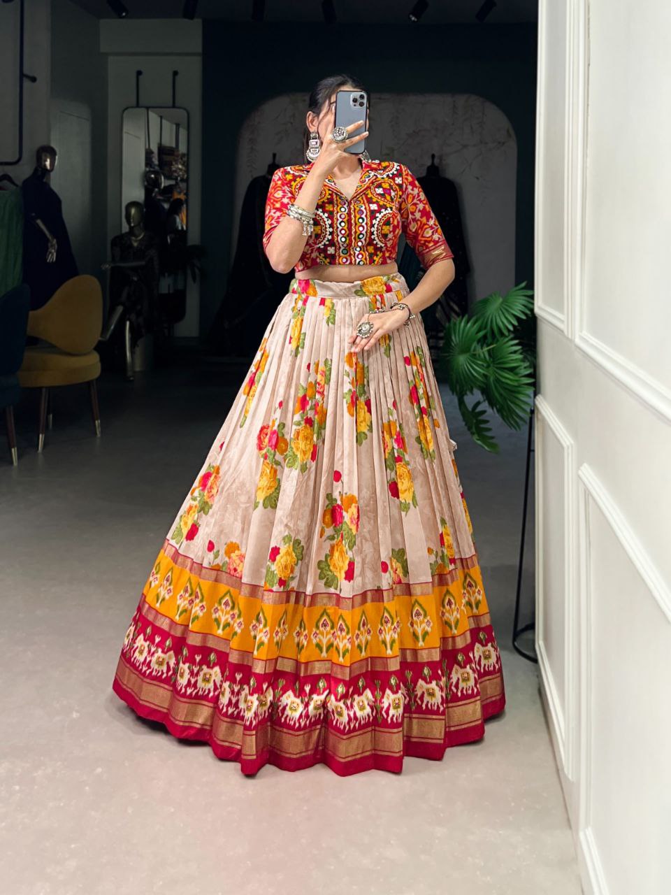 Navratri 2025 Special Edition | Tussar Silk Printed Lehenga Choli Set