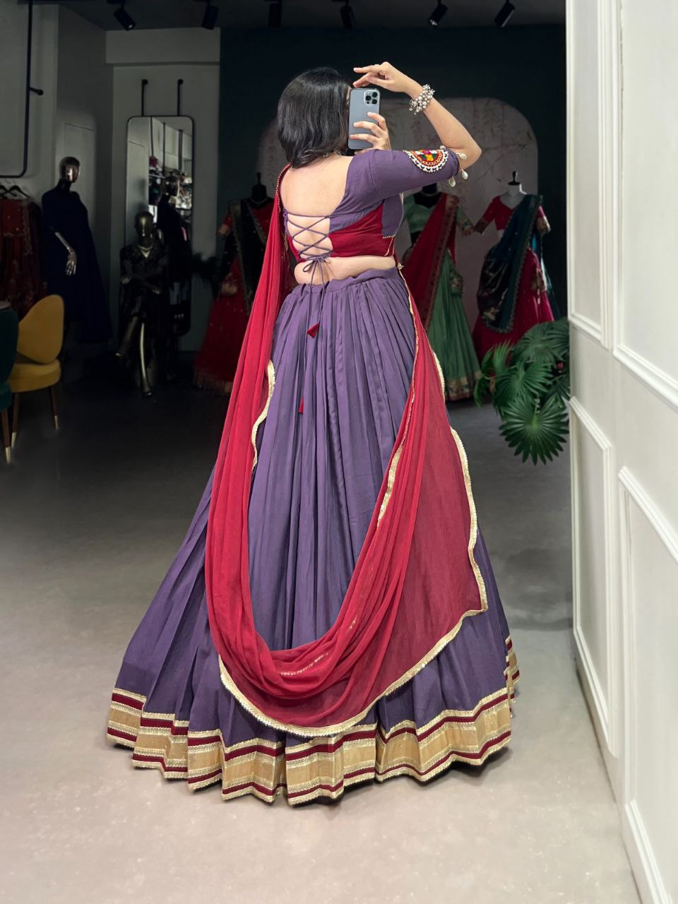 Navratri Collection 2025 | 6 Meter Flare Lehenga Set in Pure Rayon with Mirror Work