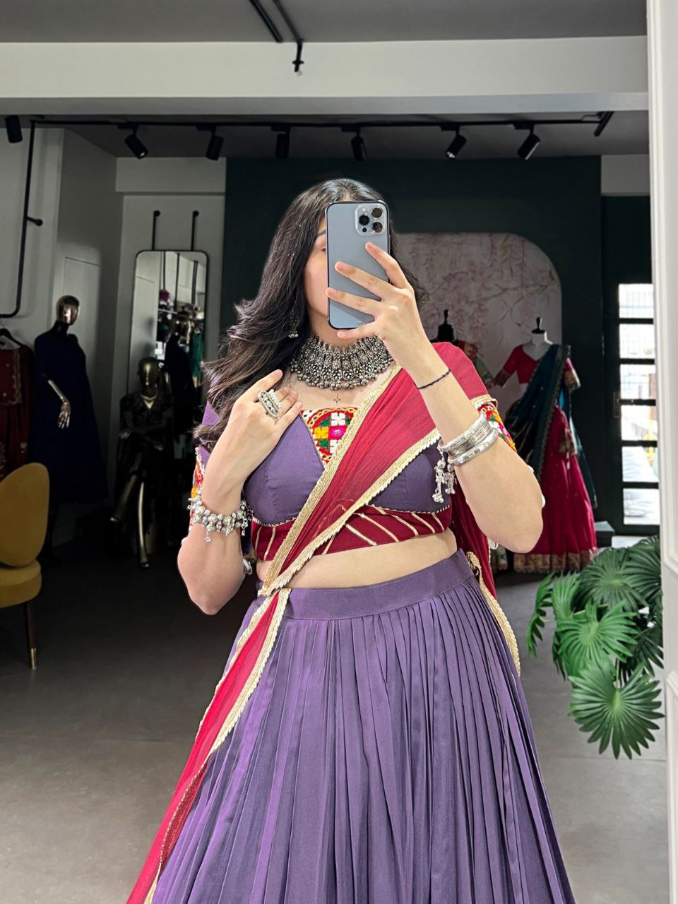 Navratri Collection 2025 | 6 Meter Flare Lehenga Set in Pure Rayon with Mirror Work