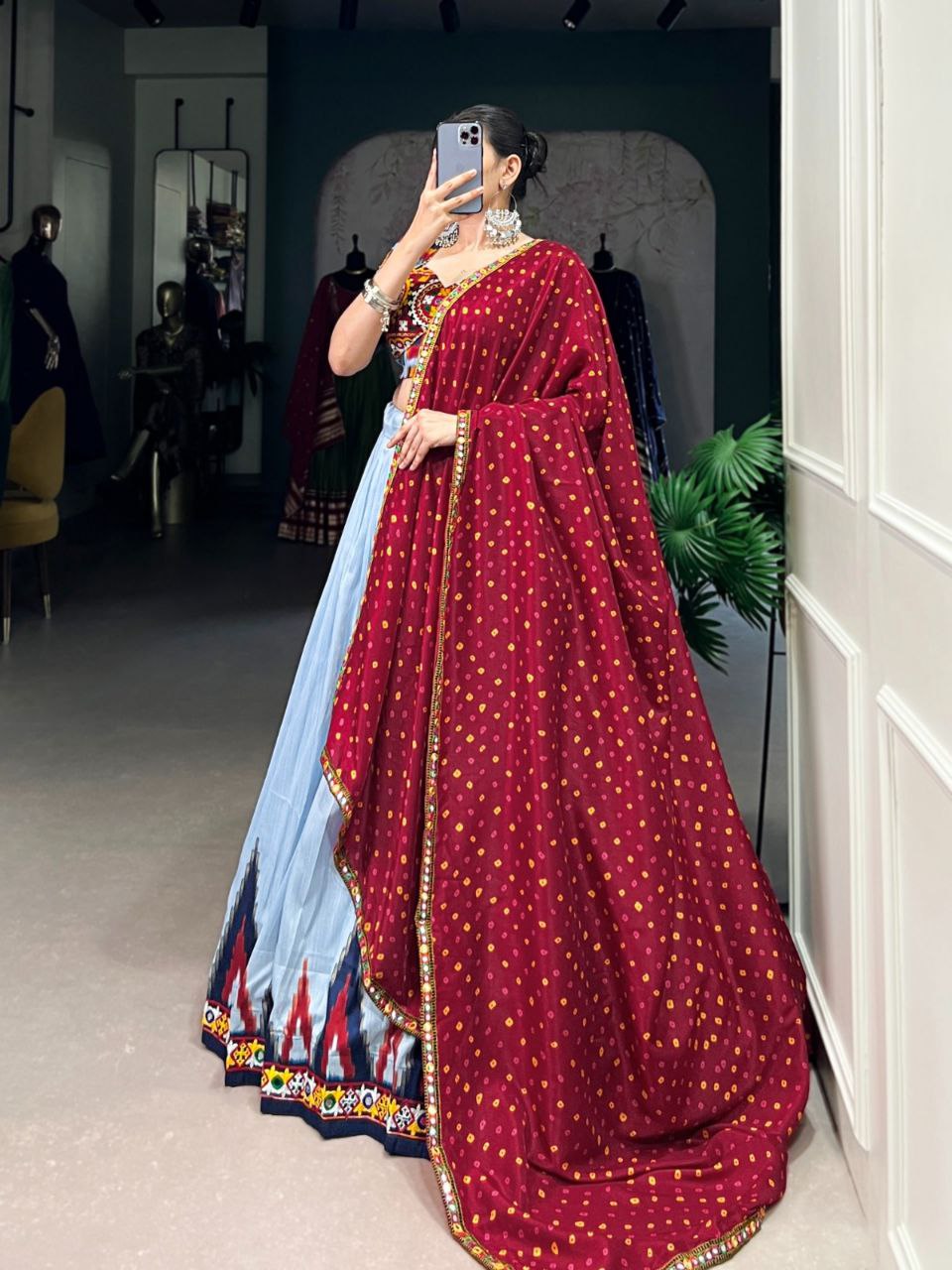 Navratri Collection 2025 | Dola Silk Mirror Work Lehenga Set