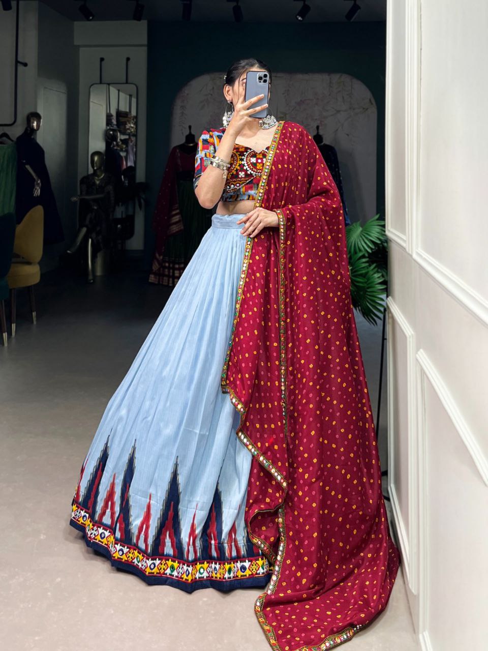 Navratri Collection 2025 | Dola Silk Mirror Work Lehenga Set