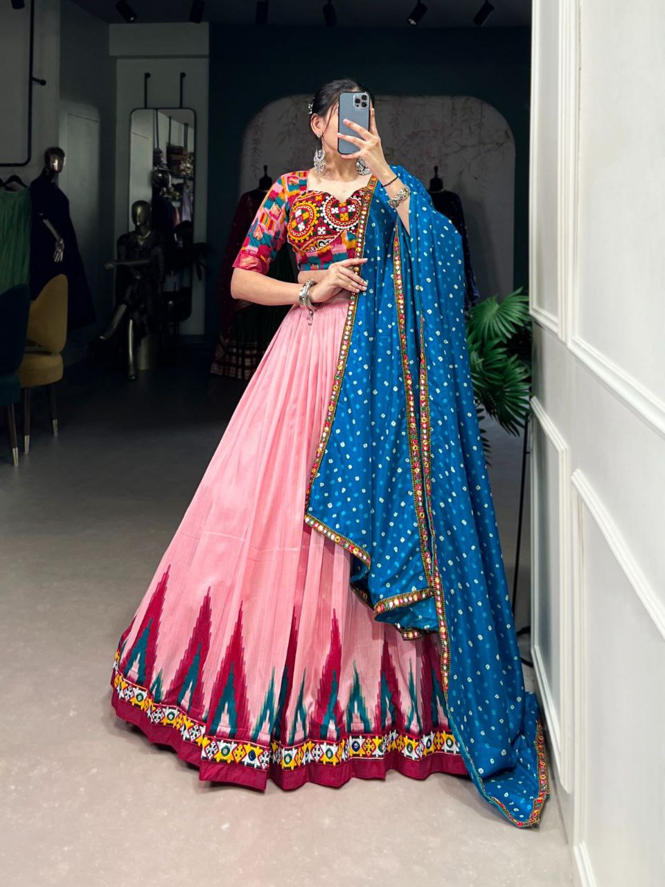 Navratri Collection 2025 | Dola Silk Mirror Work Lehenga Set