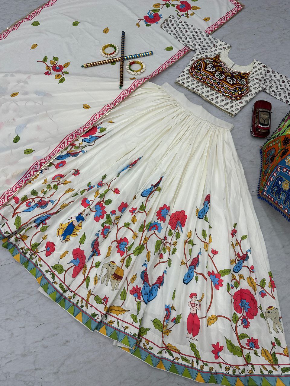 Traditional Gamathi and Real Mirror Work Navratri Special Lehenga Choli set