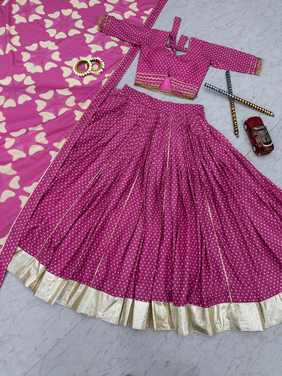 Navratri Special Pink Pure Cotton Lehenga Choli Set