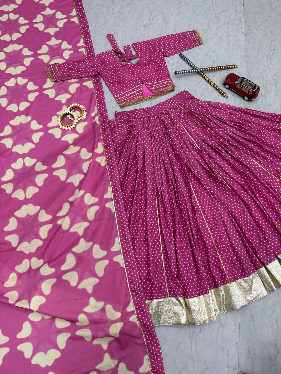 Navratri Special Pink Pure Cotton Lehenga Choli Set