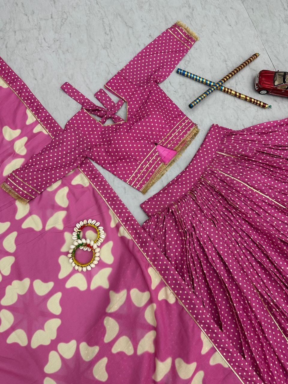 Navratri Special Pink Pure Cotton Lehenga Choli Set