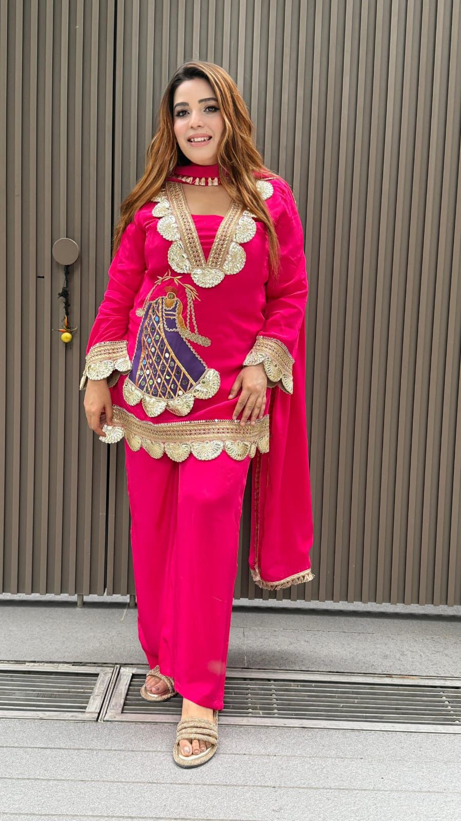 Karwa Chauth Special Designer Sharara Set in Pink, Purple, Orange & Black