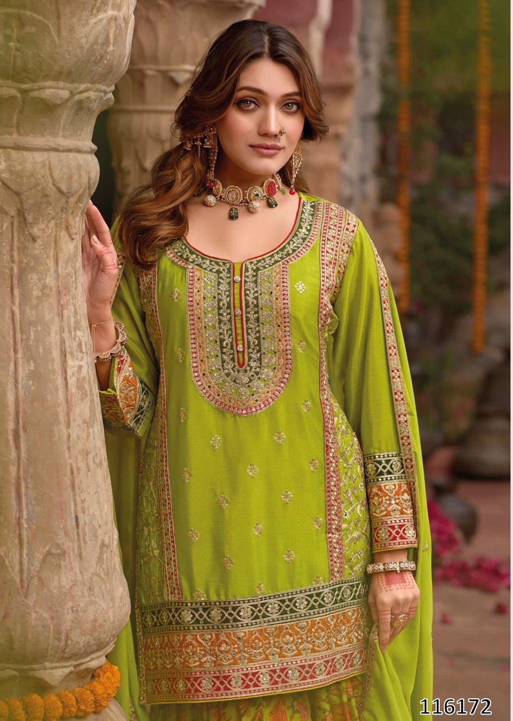 Pakistani Style Designer Sharara – Pink, Yellow, Parrot & Orange