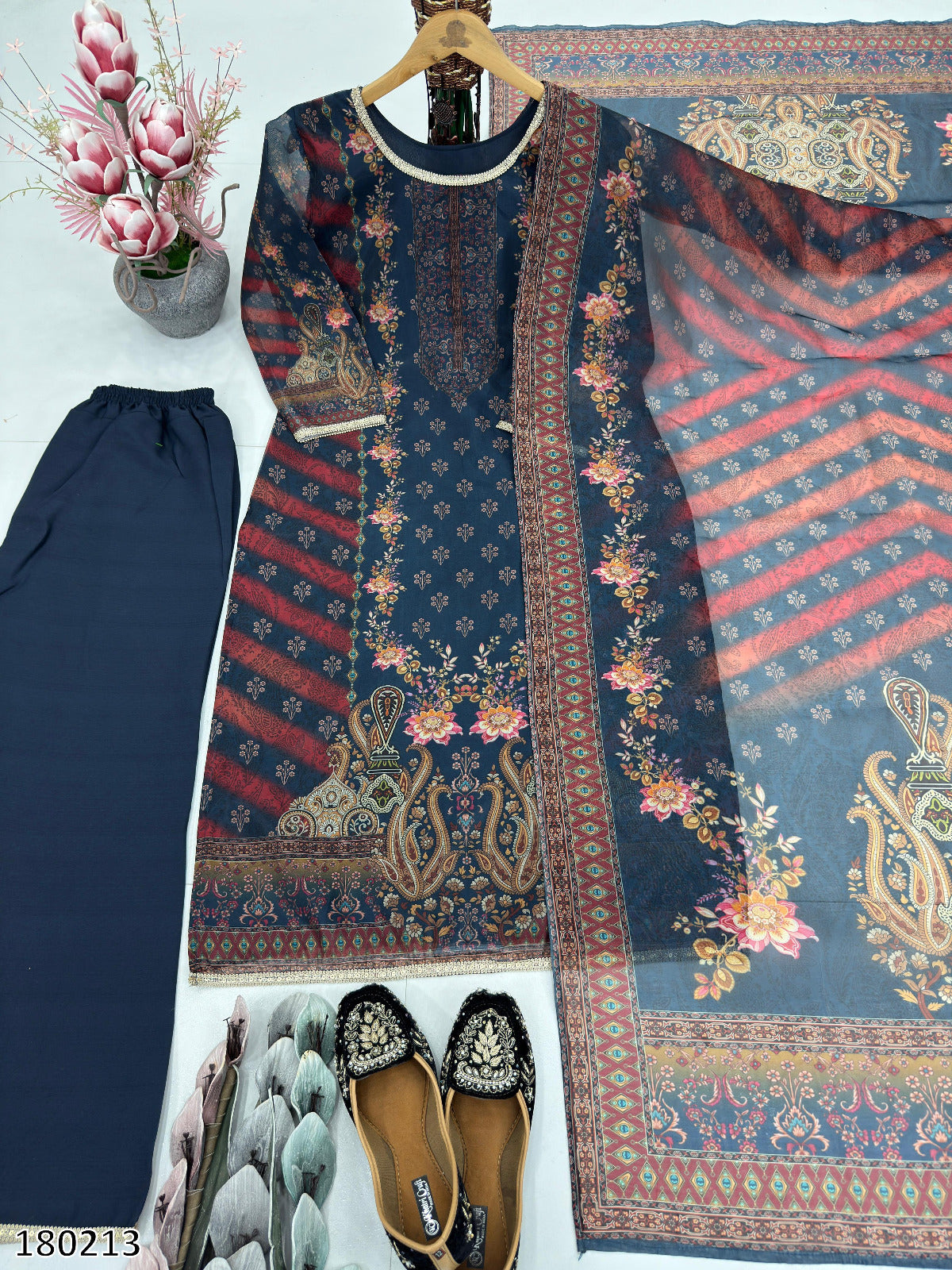 New Designer Heavy Tabby Satin Pakistani Suit – Fancy Digital Print with Plazzo