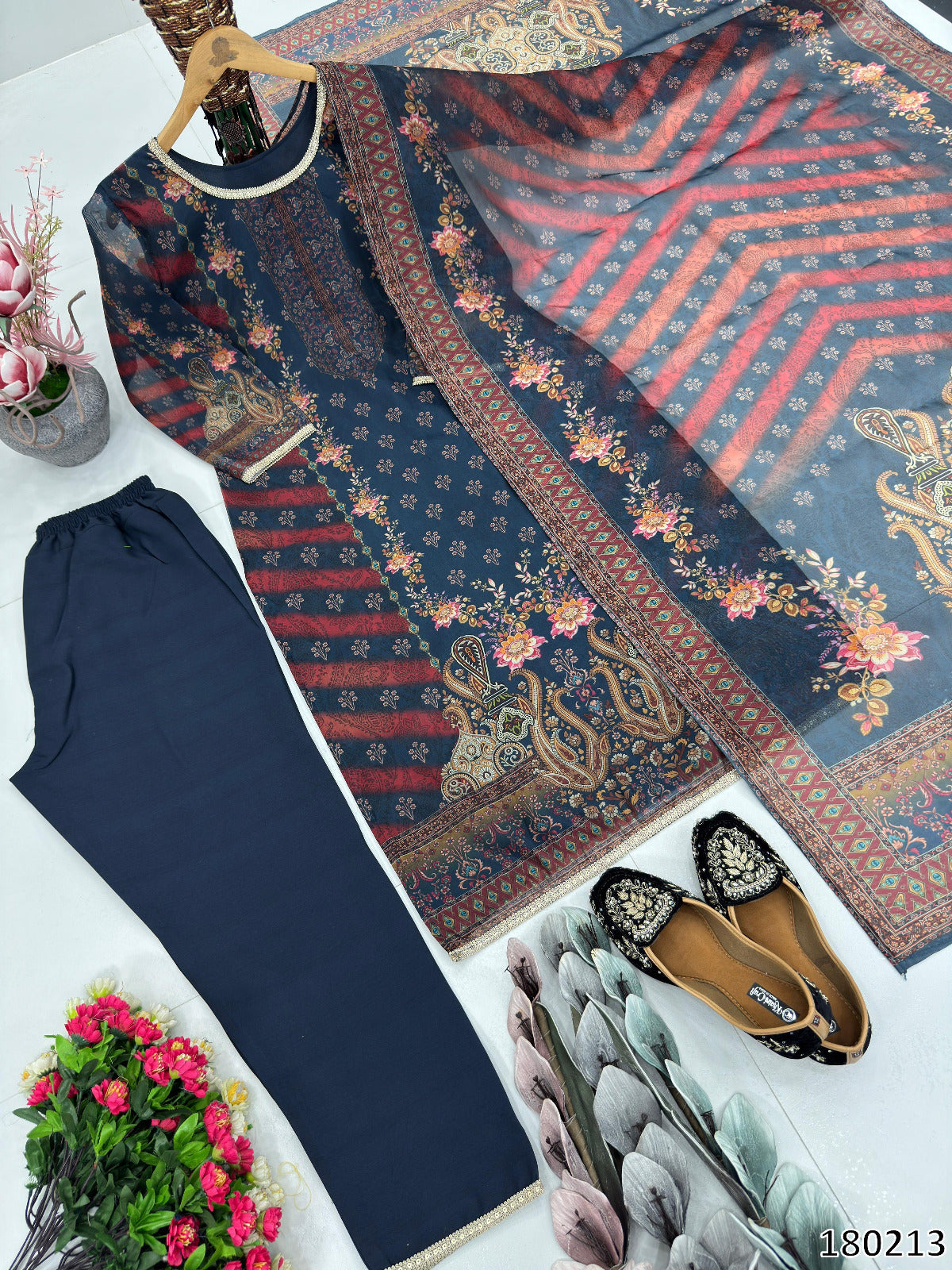 New Designer Heavy Tabby Satin Pakistani Suit – Fancy Digital Print with Plazzo