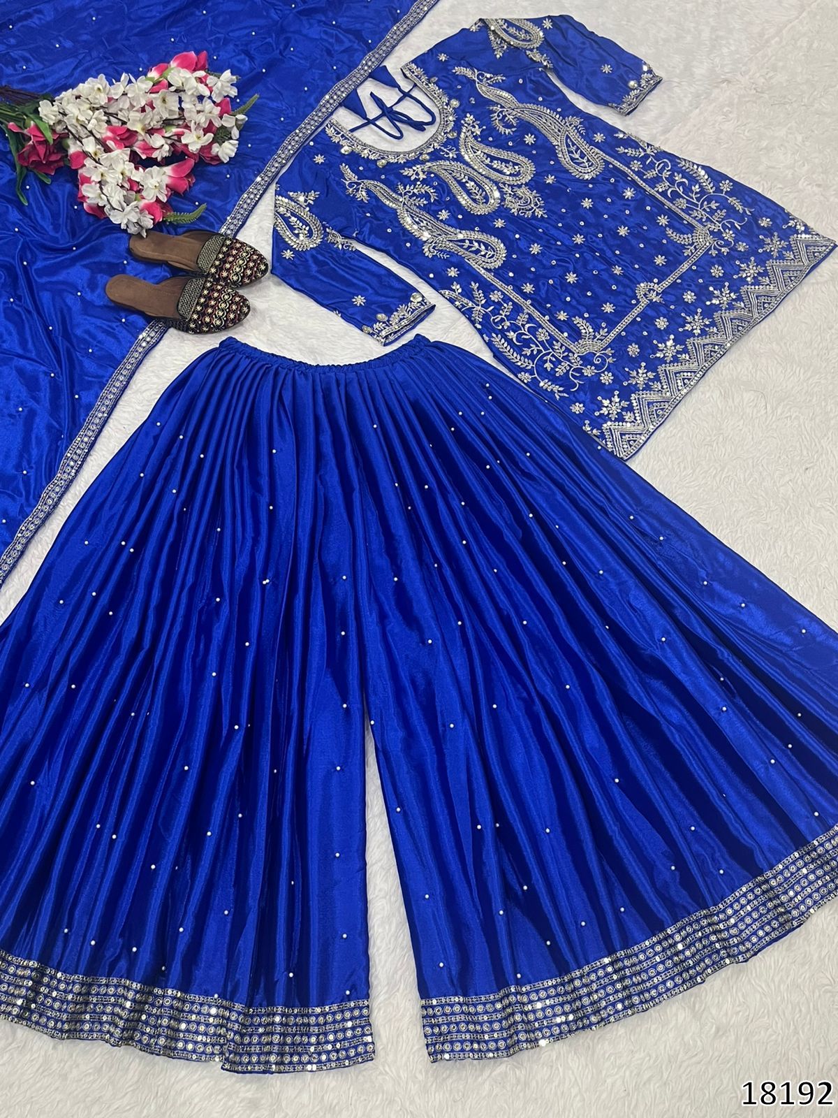 Karwa Chauth Special Dress: New Designer Party Wear Top with Sharara Palazzo & Dupatta