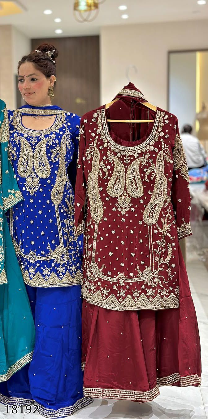 Karwa Chauth Special Dress: New Designer Party Wear Top with Sharara Palazzo & Dupatta