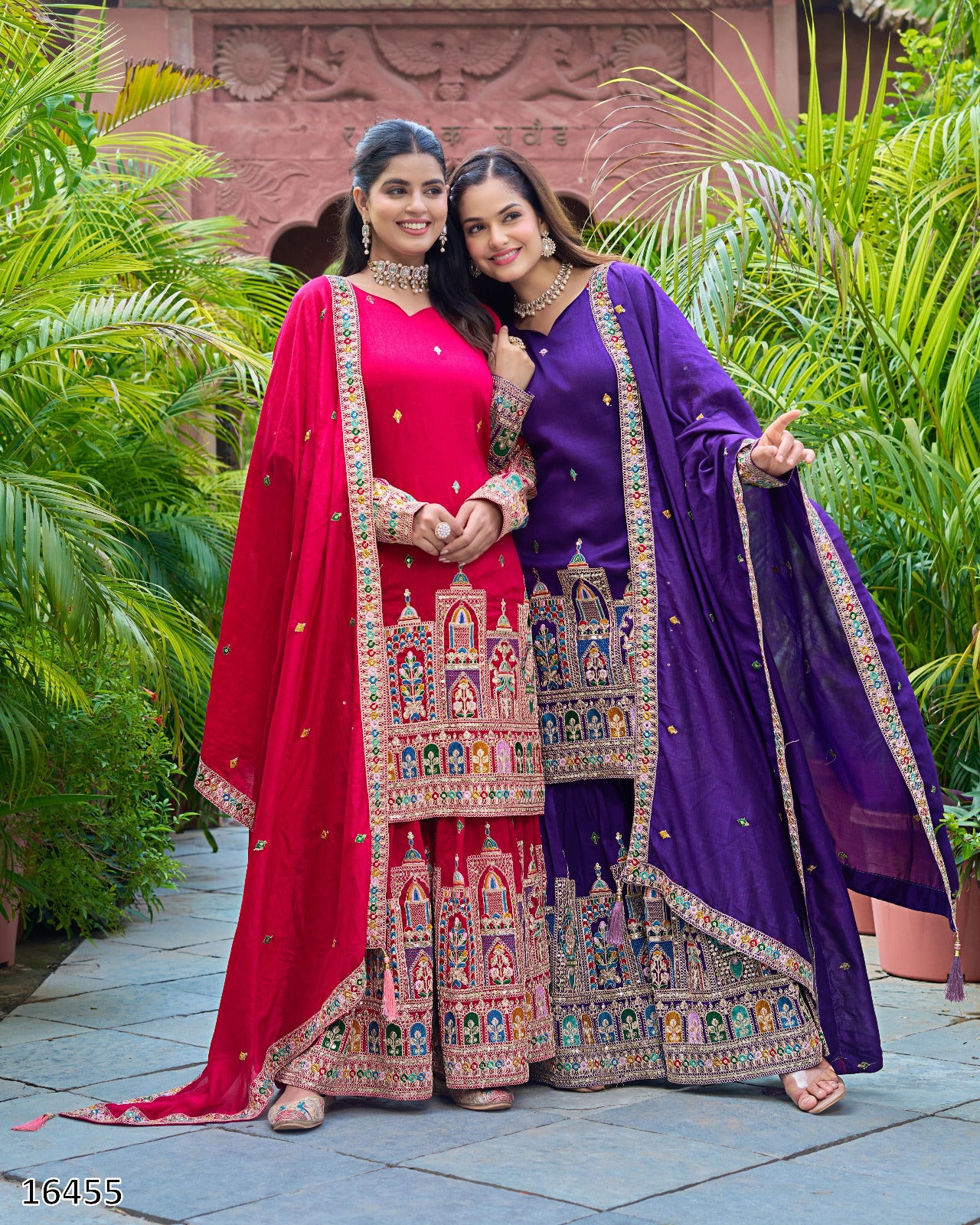 Karwa Chauth Special Dress: New Designer Pure Chinnon Silk Suit – Heavy Embroidery Coding Dori