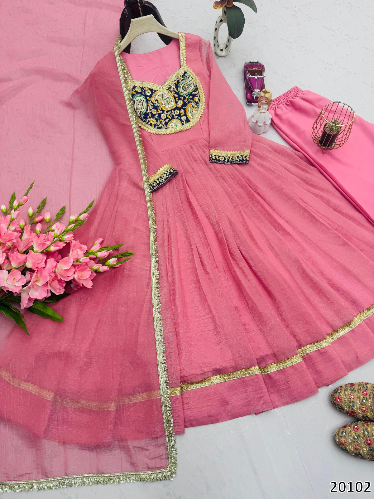 New Launch Designer Party Wear Gown Set with Dupatta & Pant