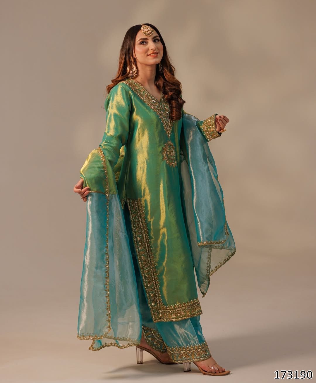 Heavy Embroidered Palazzo Suit with Dupatta – Soft Twill Silk, Full-Stitched