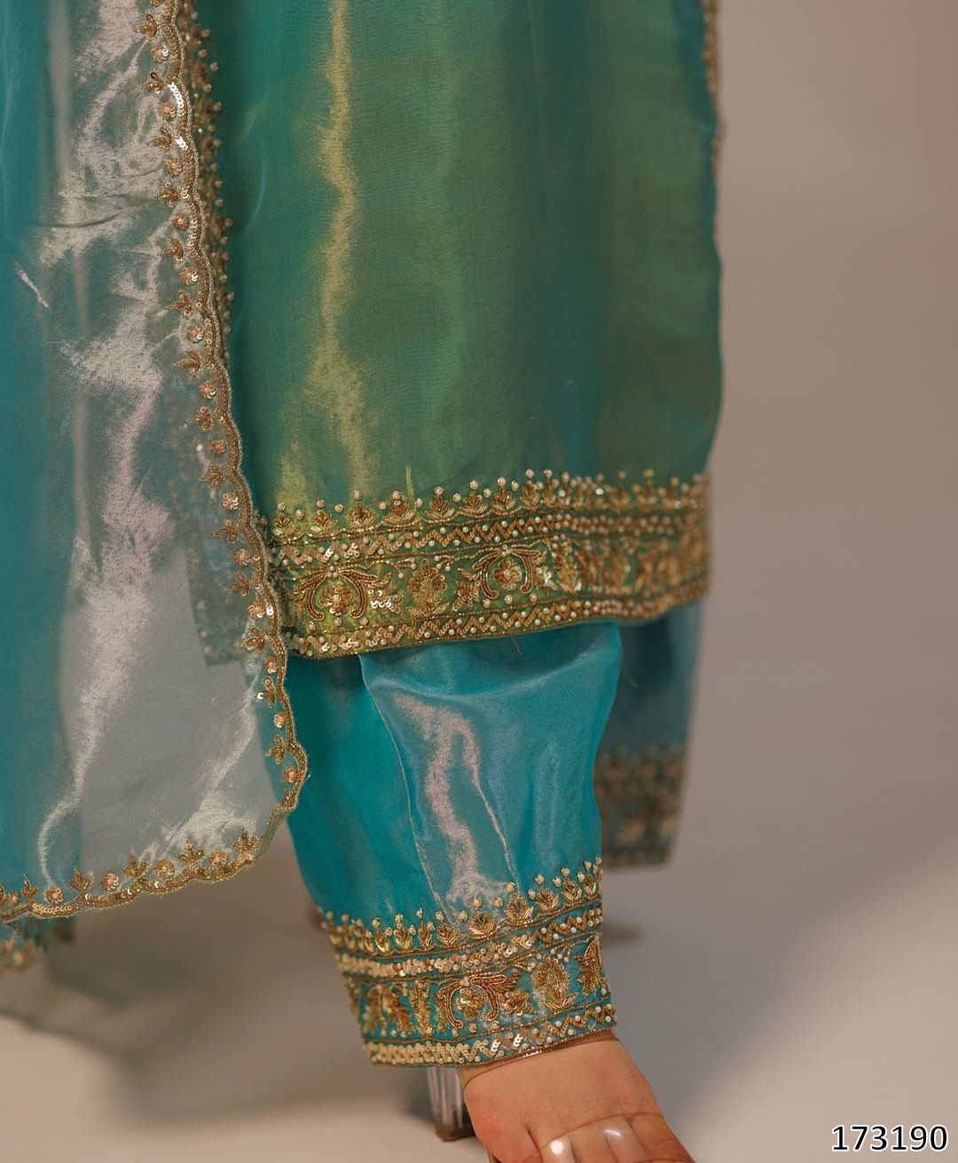 Heavy Embroidered Palazzo Suit with Dupatta – Soft Twill Silk, Full-Stitched