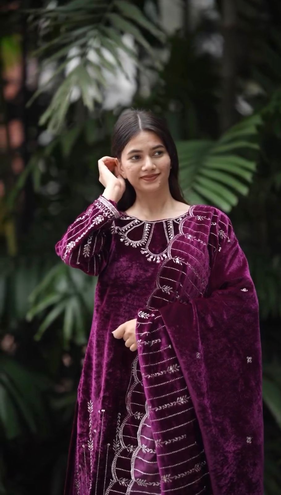 Heavy Velvet Party Wear Suit – Embroidered Top, Dupatta & Fully Stitched Bottom Set