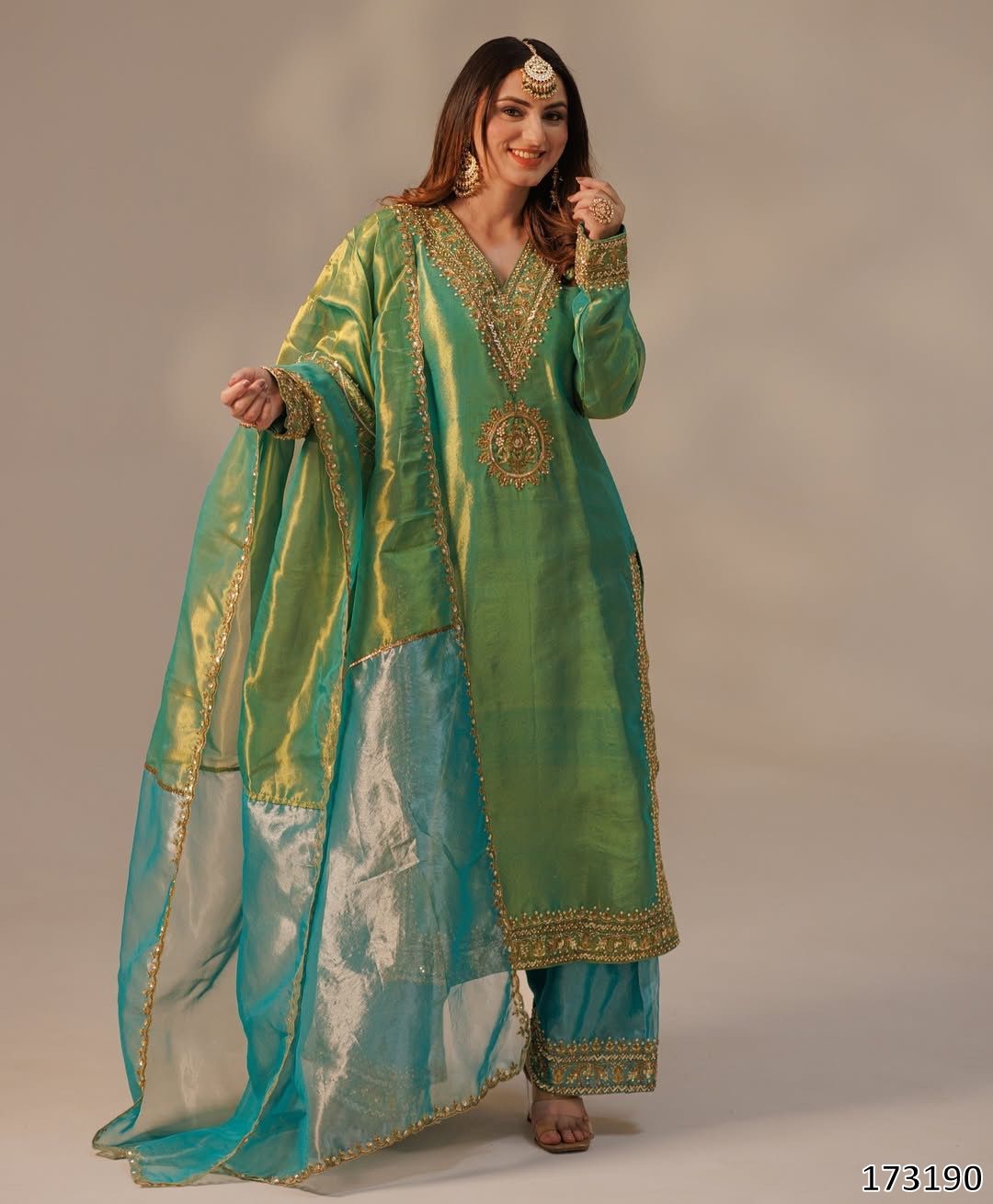 Heavy Embroidered Palazzo Suit with Dupatta – Soft Twill Silk, Full-Stitched