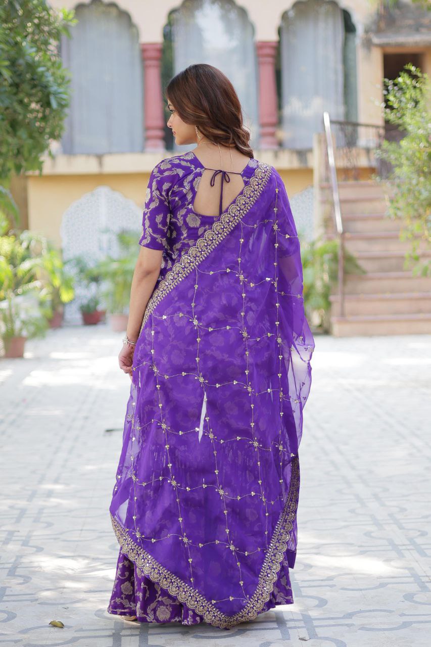 Designer Gharara Suit β Embroidered Viscose Georgette Kurti, Gharara & Silk Dupatta