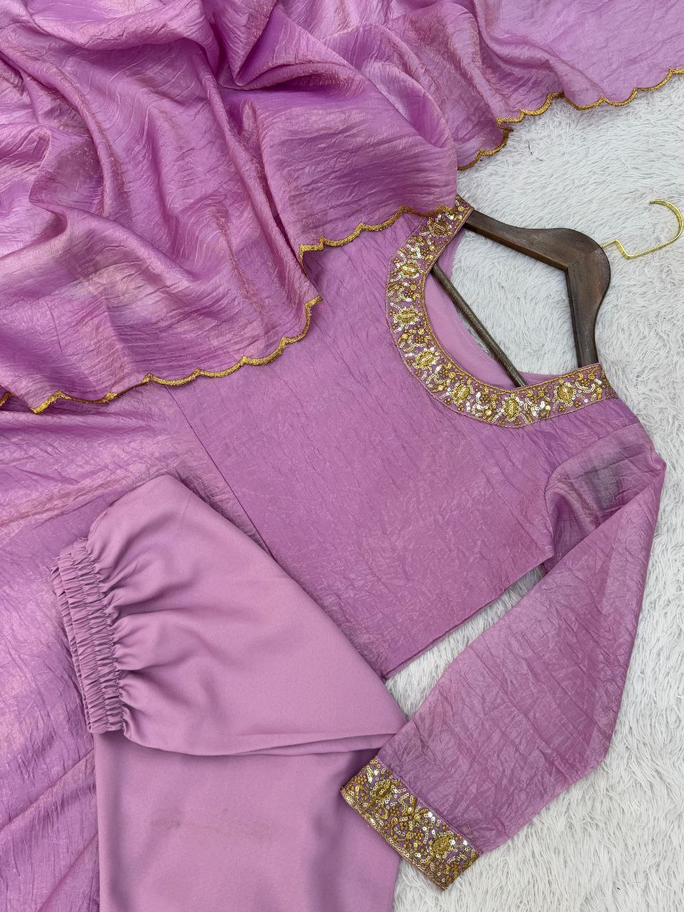 Designer Anarkali Gown Set β Embroidered Gown, Pant & Dupatta