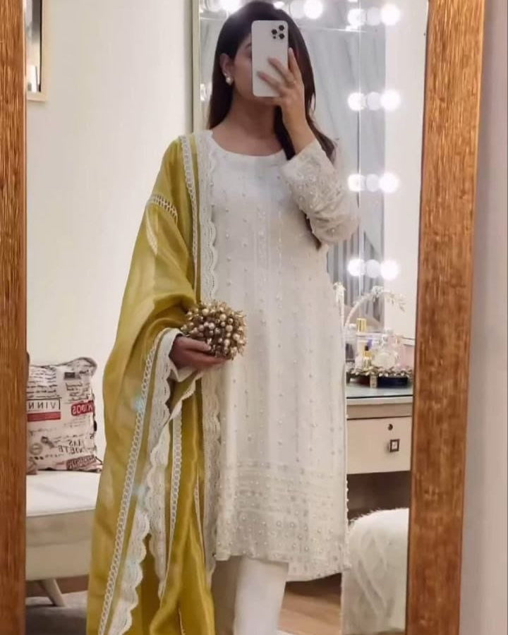Party Wear Heavy Georgette Embroidered Top & Bottom with Dupatta