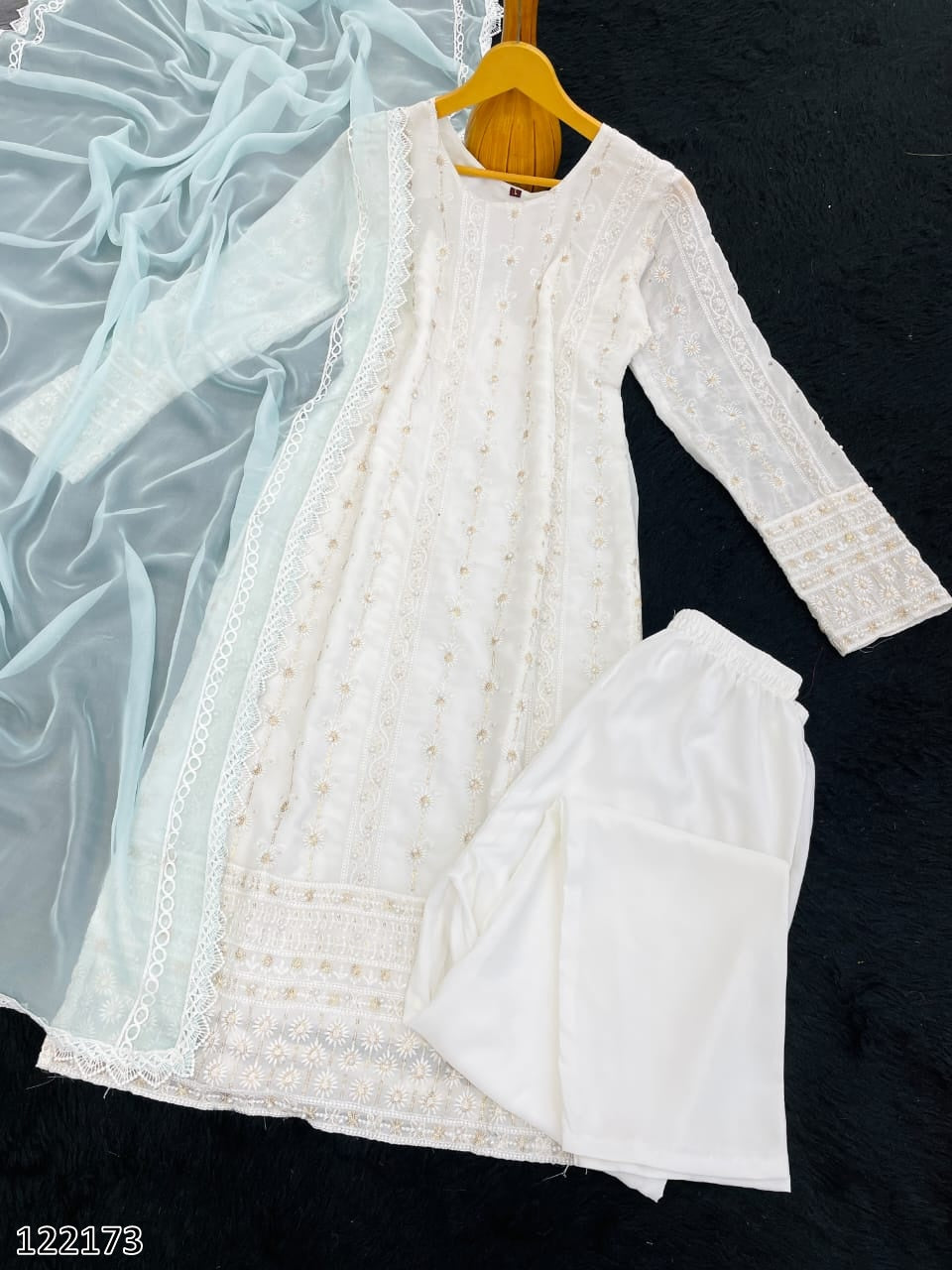 Party Wear Heavy Georgette Embroidered Top & Bottom with Dupatta