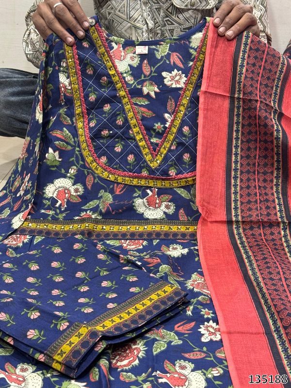 Premium Cotton Floral Kurti Pant & Dupatta Set β Elegant Everyday Wear